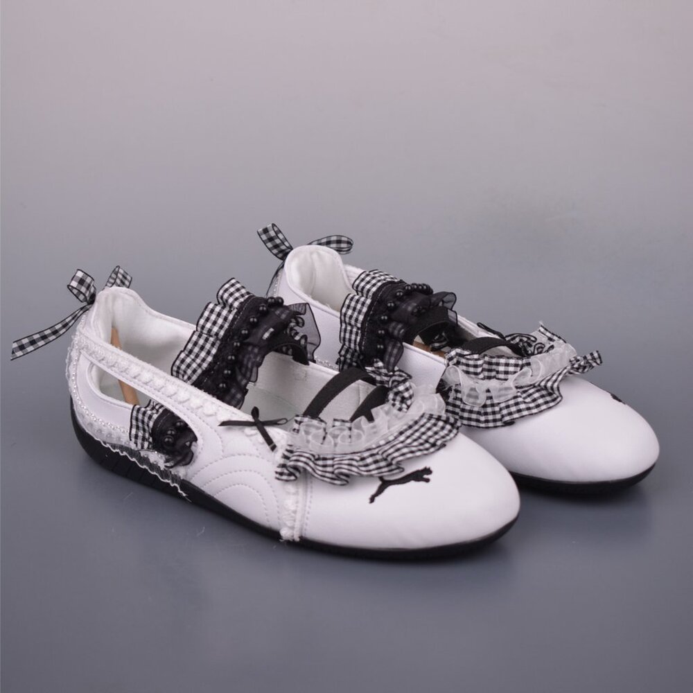 Puma Round-Toe Lace-Up Mary Jane Ballet Flats